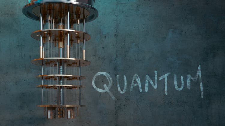 Technology Background of Quantum Computing Concepts, 3d rendering