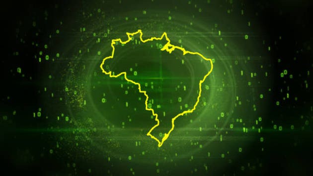 Brazil Map on Digital Background