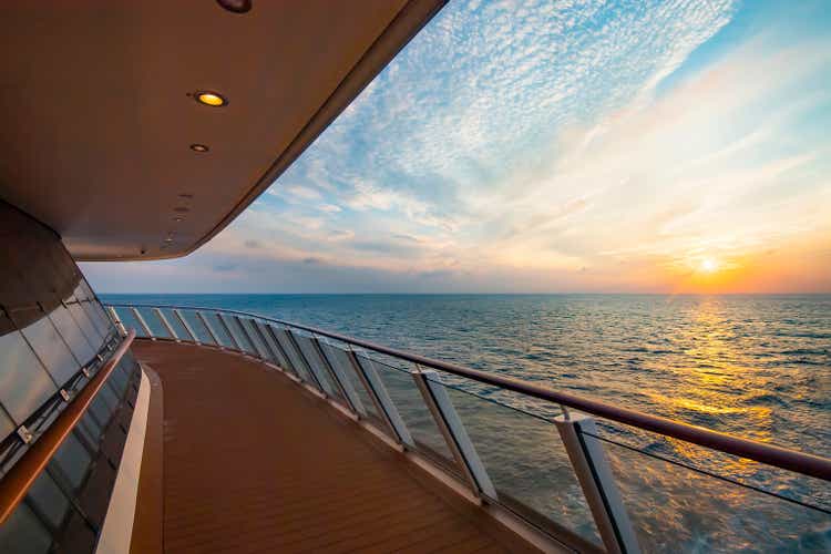 Scenic view of cruise liner deck and ocean