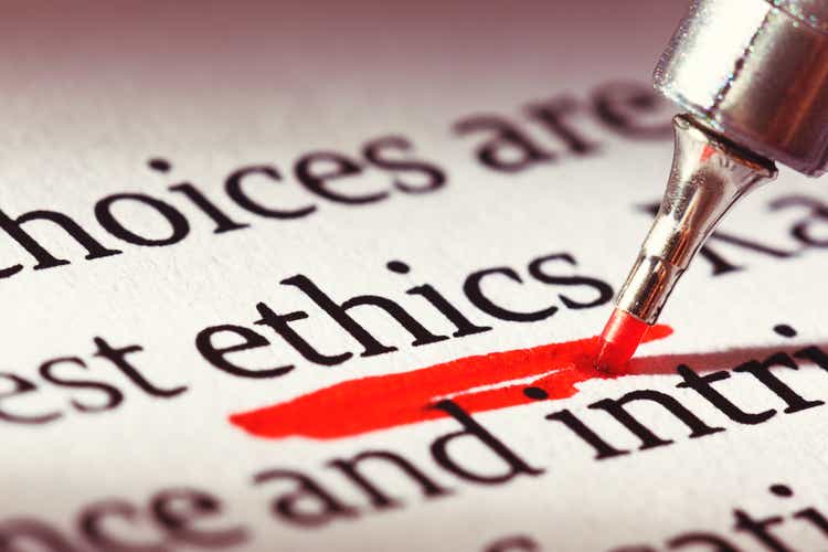 Ethics is underscored heavily in a document: morality has relevance!