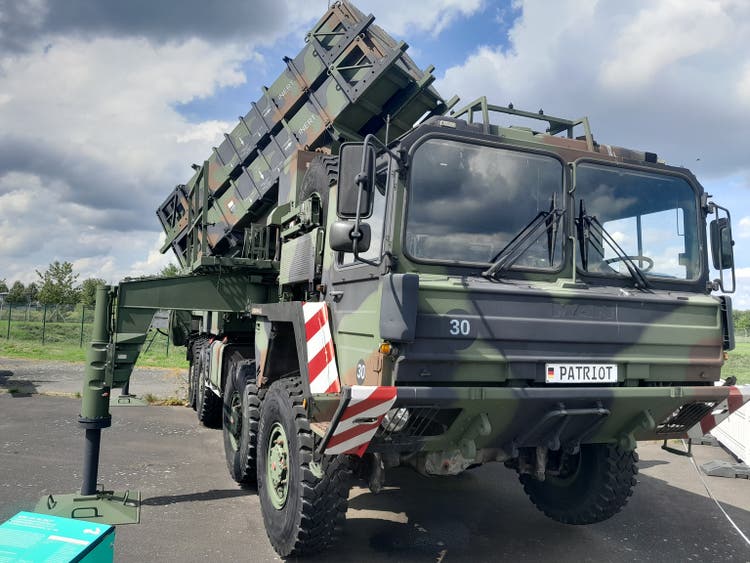 German bundeswehr MIM-104 Patriot air defense surface-to-air missile system on a MAN truck at berlin germany august 2023