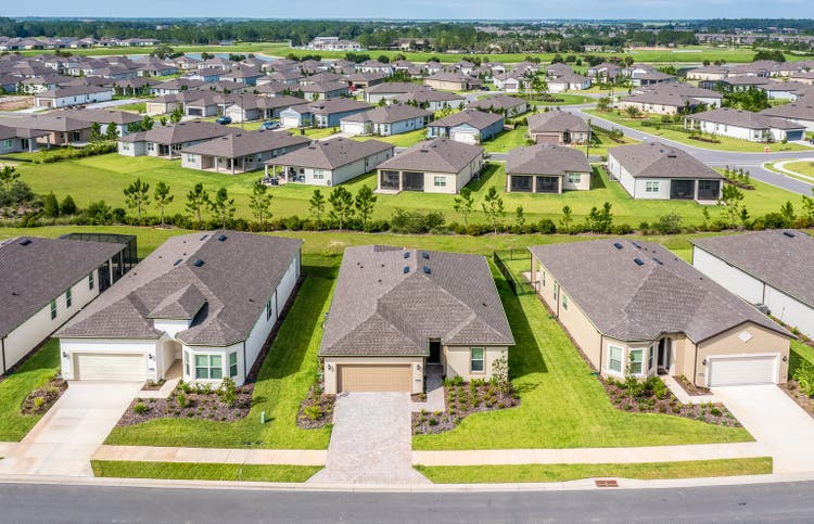 Rows of New Houses in Ocala, Florida
