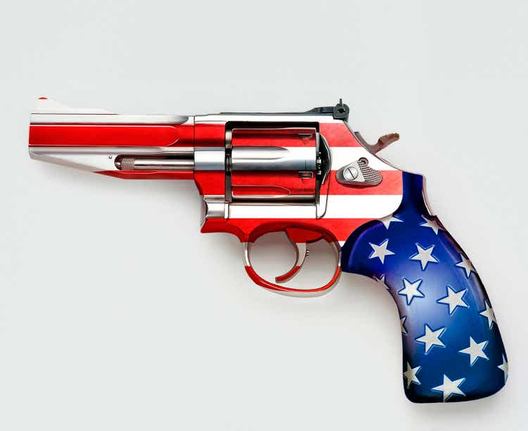 Stars and stripes on gun