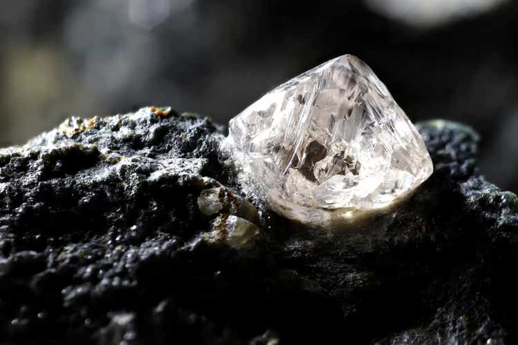 natural diamond nestled in kimberlite