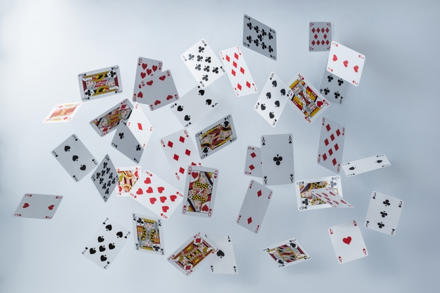 Playing cards on a white background