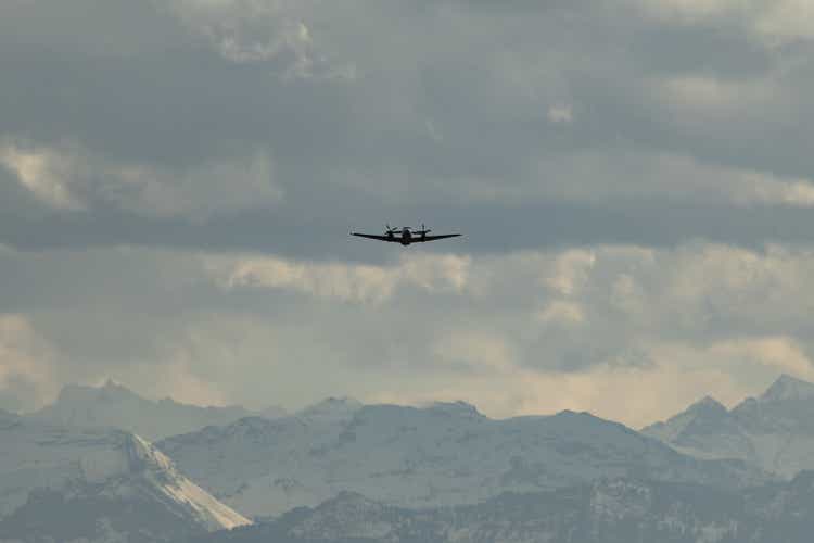 Beech King Air 260 propeller plane departing from Zurich in Switzerland