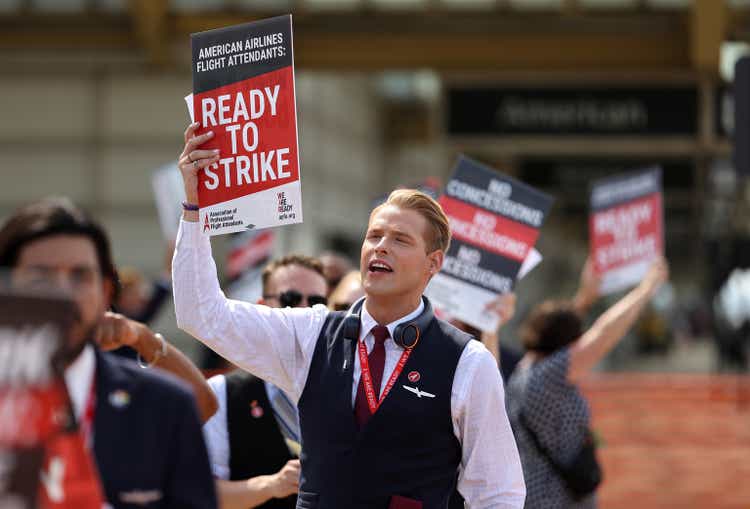 American Airlines Flight Attendants Picket Calling For Increased Pay And Better Conditions