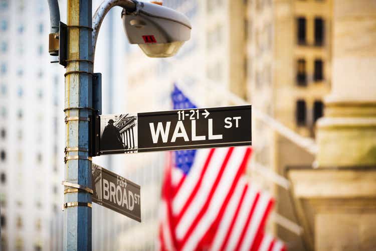 Wall Street sign, New York City, USA