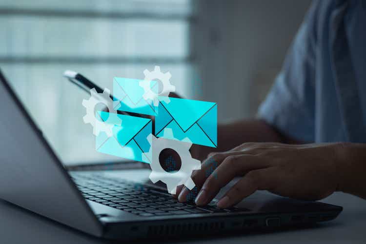 Email marketing, email automation, marketing automation concept.  Use data science to drive marketing automation.  Develop insightful customer data to enhance customer engagement, retention, and loyalty.