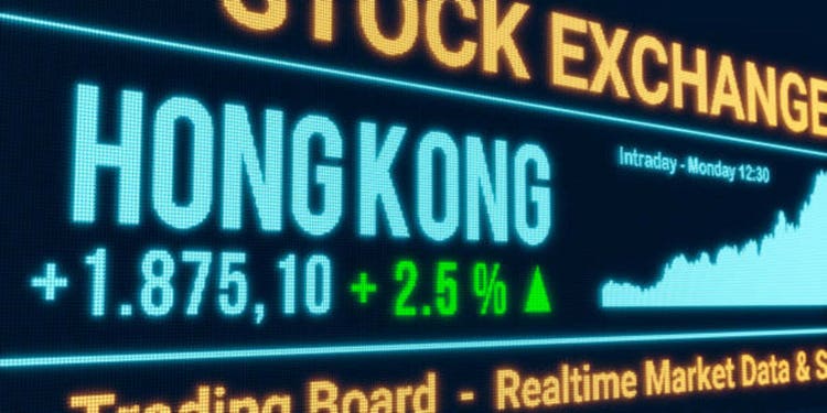 Hong Kong stock market moving up.