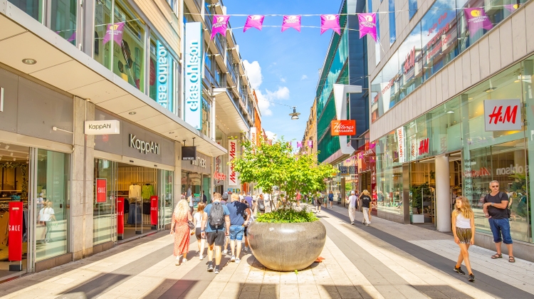 Drottninggatan shopping street in Stockholm city centre, Sweden
