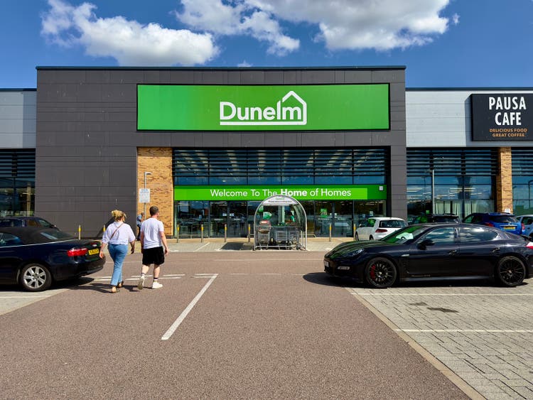 Dunelm homeware and furnishings store at Clock Tower Retail Park, Chelmsford, Essex, England.