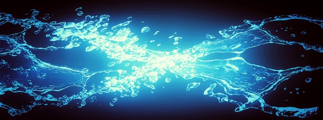 3d illustration of abstract blue waves and splashes