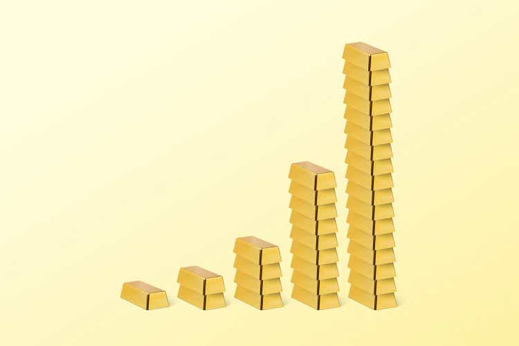 Growing graph of gold bars