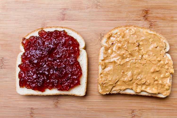 Open Face Peanut Butter and Jelly Sandwich