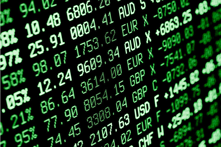 stock market screen numbers - finance + currency data