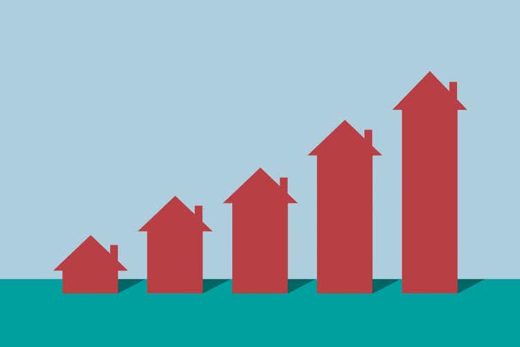 Rising bar chart made with house symbols