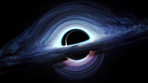 3D Render animation and Illustration. The largest known supermassive black hole, its science fiction image. Colorful deep space. Universe concept background.