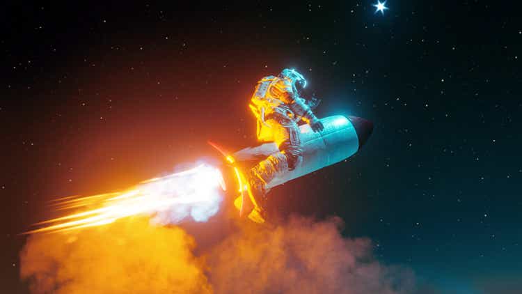 Astronaut Ventures into Space on a Daring Rocket Ride