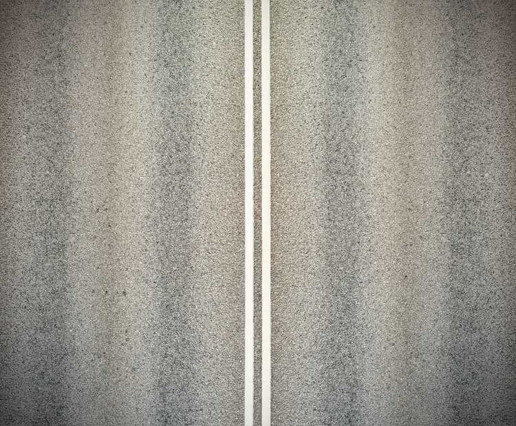 Road and double white lines