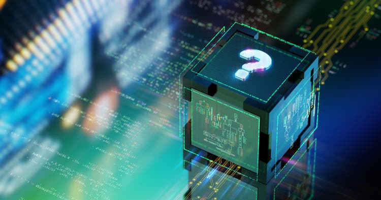 Got questions? Vibrant modern question mark on digital background 3D render