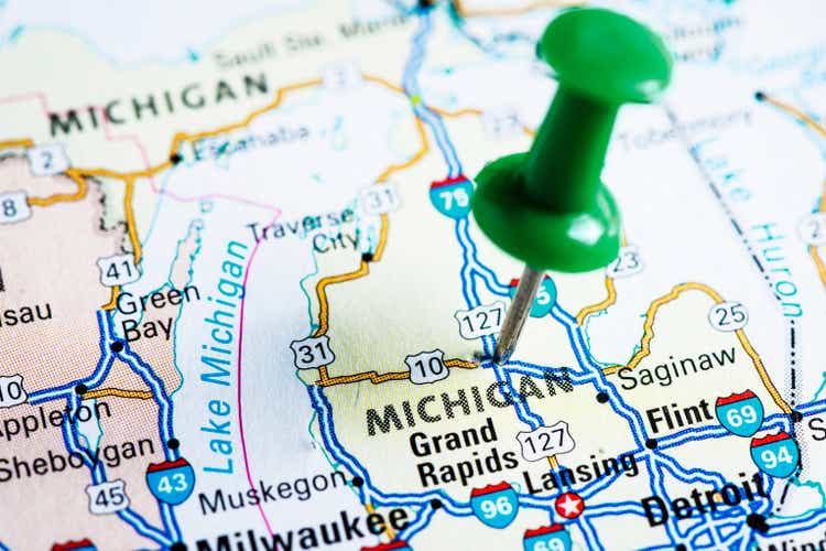 US states on the map: Michigan