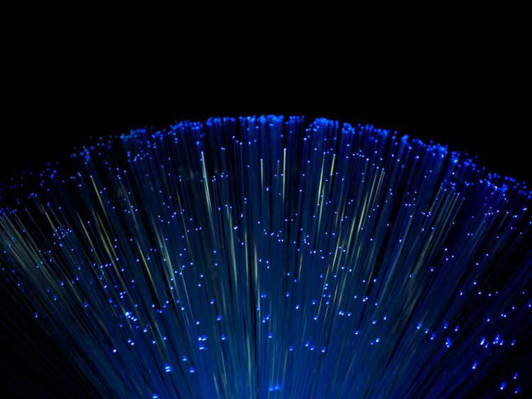 Fiber optics on black background