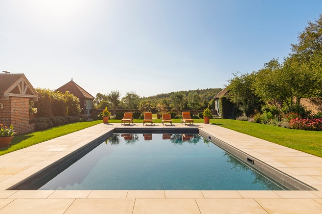 View of a luxury swimming pool in the UK