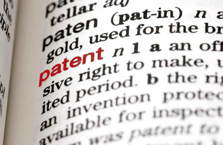 Close-up of dictionary definition of the word patent