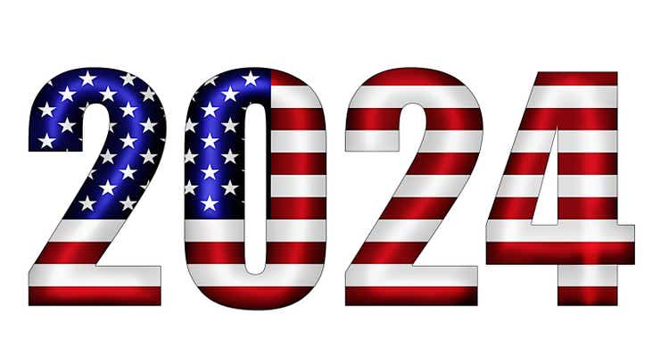 The year 2024 in the colors of the American flag, representing that year"s elections or just a patriotic New Year
