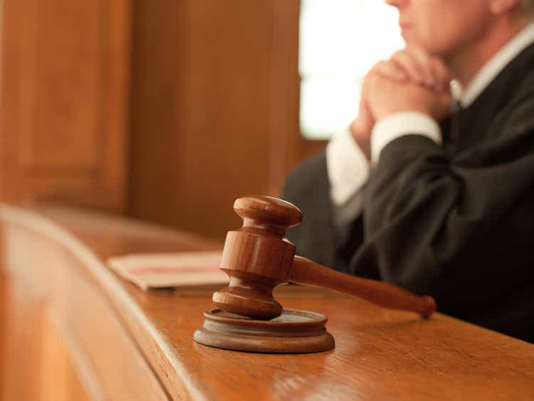 Judge and gavel in courtroom