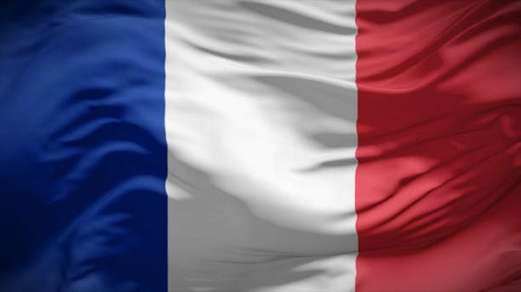 Closely presented to the national flag France waving the wind.