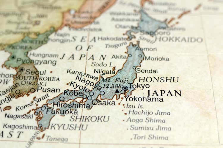 Antique map displaying Japan and surrounding areas