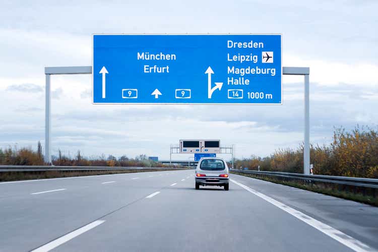 Road sign on german autobahn/motorway