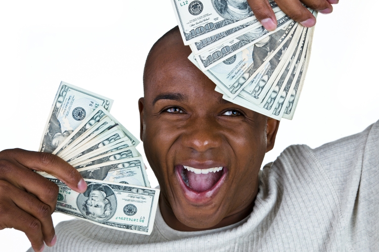 Man with money and happy expression