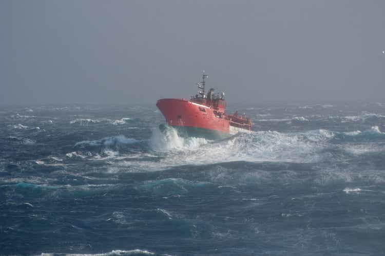 boat at sea in storms