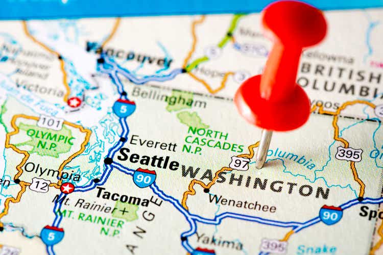 USA states on map: Washington