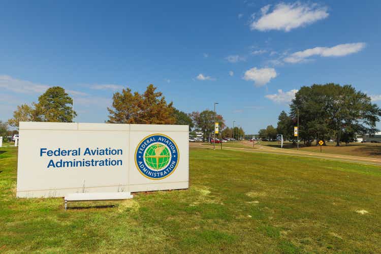 Federal Aviation Administration sign and logo at the FAA office in Jackson, MS