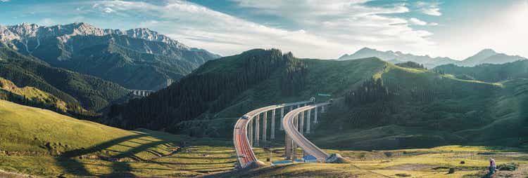 Guozigou Bridge connected in the mountain of China