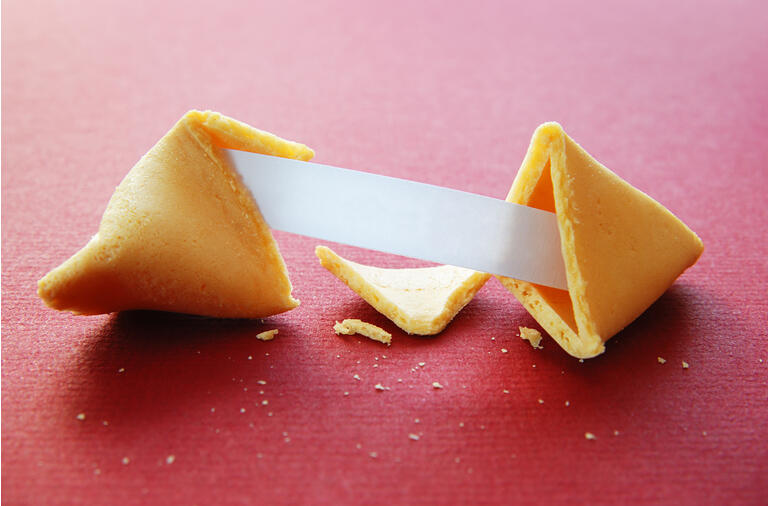 Open fortune cookie with blank fortune