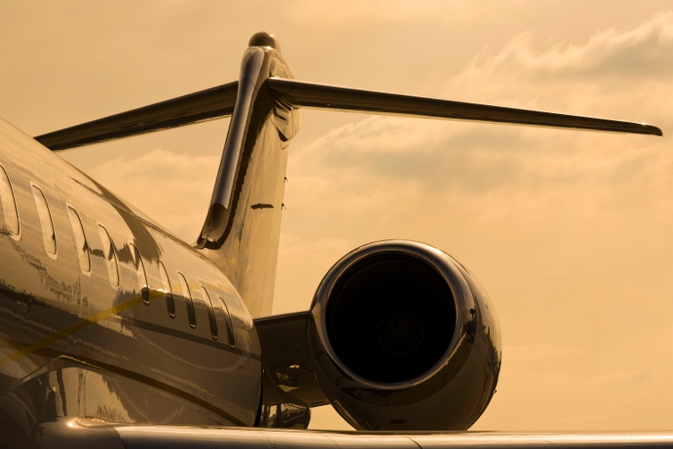 Close up of corporate jet in orange