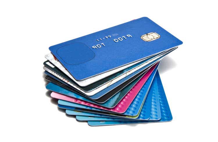 Large pile of old credit cards