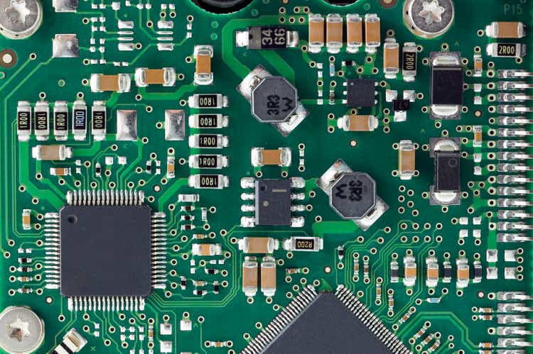 Closeup of details on a circuit board
