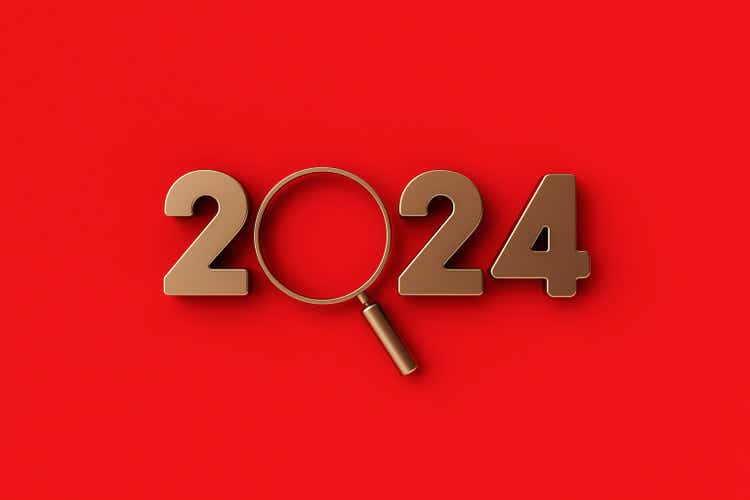 2024 New Year Search Concept with Magnifier.
