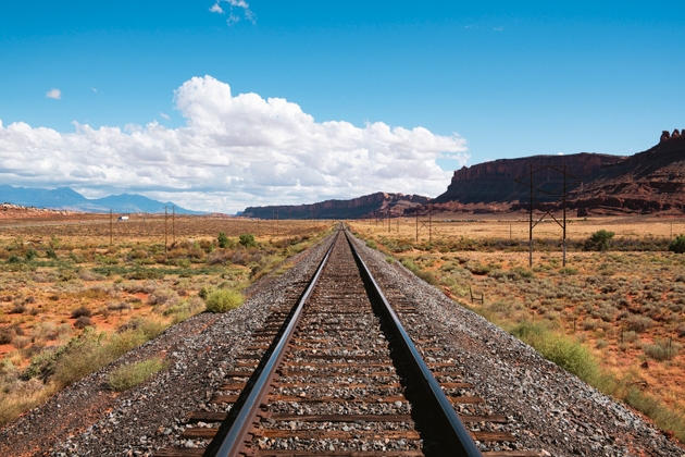 Railway line leading into the distance