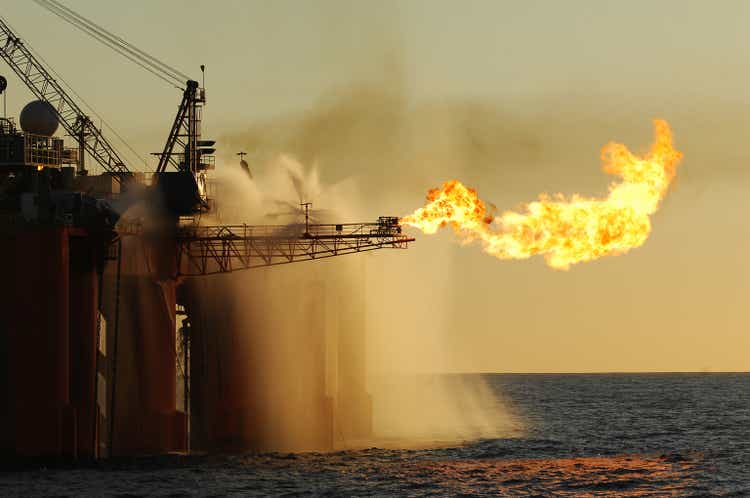 Flare on an ocean oil rig.