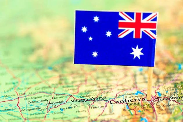 Map and Flag of Canberra, New Zealand