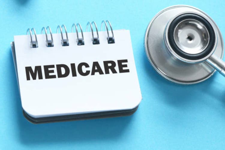MEDICARE word in office notebook.