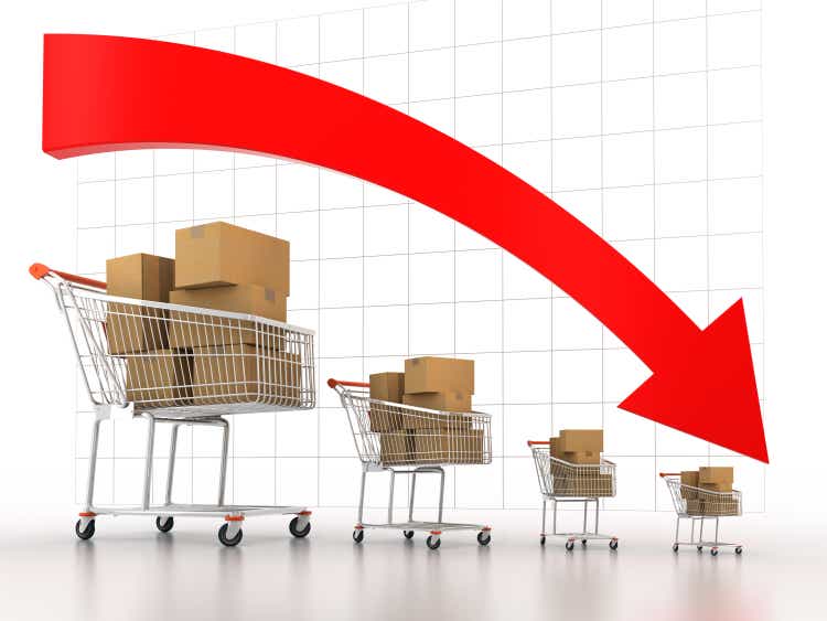 Shopping carts decreasing in size (Clipping path included)