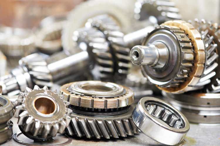 Close up snapshot of small gears from an automobile engine